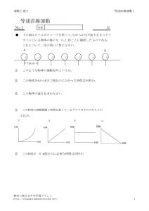 力がはたらかない場合の運動 等速直線運動 無料で使える中学学習プリント